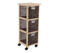 Tendance - Armario Cuadrado con Ruedas 3 cajones Papel PM Paulownia Estructura MDF álamo - marrón Natural