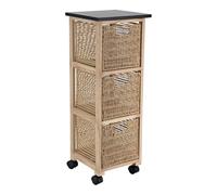 Tendance - Armario Cuadrado con Ruedas 3 cajones Papel PM Paulownia Estructura MDF chopo - Natural