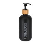 Tendance - Dispensador de champú de Cristal bambú 500ml - Negro Mate