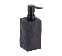 Tendance - Dispensador de jabón 260 ml Bomba Cuadrada de poliresina Efecto Piedra Negro Mate - Negro
