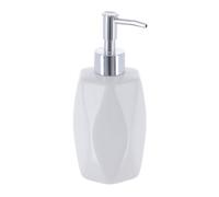 TENDANCE Dispensador de jabón de 330ml hecho en gres con relieve de diamante blanco, Ø7,5x18 cm