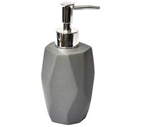 TENDANCE Dispensador de jabón para baño de 330ml Hecho en gres con Relieve de Diamante, Gris Oscuro, Ø7,5x18 cm
