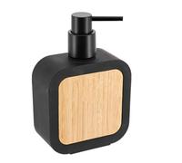 Tendance - Dosificador de jabón Cuadrado Caucho + abs y bambú 350 ml - Negro