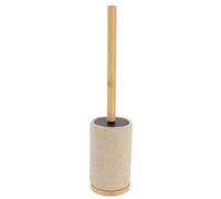 TENDANCE Escobillero Redondo de poliresina con Efecto Malla y Tallo de bambú - Natural