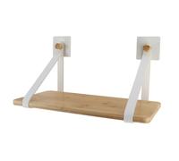 Tendance - Estante de bambú + Tiras de Cuero de imitación en la Etiqueta o para Fijar - bambú Blanco