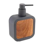 Tendance - Jabonera Cuadrada Caucho + abs y Acacia 350 ml - Gris