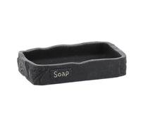 Tendance - Jabonera Paola de poliresina Cuadrada Efecto Piedra - Negro