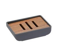 Tendance - Jabonera Rectangular de Caucho + abs y Acacia - Gris