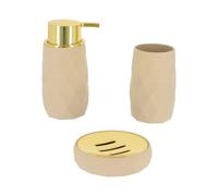 Tendance - Juego de dispensador de jabón de ABS + Caucho y portajabón - Beige - Baño - Accesorio de baño Independiente