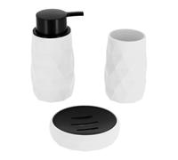 Tendance - Juego de dispensador de jabón de ABS + Caucho y portajabón - Blanco - Baño - Accesorio de baño Independiente