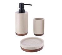 Tendance - Juego de dispensador de jabón y jabonera de poliresina - Natural/Acacia - Baño - Accesorio de baño Independiente