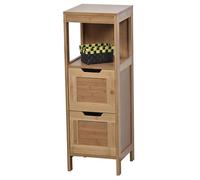 Tendance - Mahe bambú Puerta Armario y 2 cajones DM Plus 1 Estante, Madera, Blanco/Roble