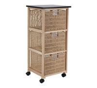 Tendance - Mueble Cuadrado con Ruedas 3 cajones Papel gm Estructura Paulownia MDF chopo - Natural