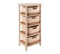 Tendance - Mueble de Paulownia con 4 cestas para Plantas y algodón - Beige Natural
