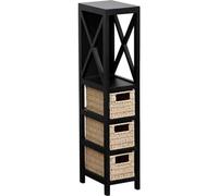 Tendance - Mueble MDF Negro 1 Estante + 3 cestas Papel Trenzado - Negro Natural
