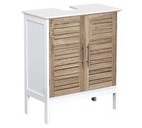 Tendance Mueble para Colocar Debajo del Lavabo Stockholm, 2 Puertas y 1 Estantería, Color Blanco/Roble, 60 x 30 x 70 cm