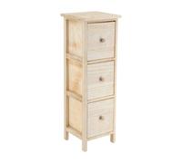 Tendance - Mueble Paulownia MDF chopo 3 cajones Impreso pomos Madera Esteban - Blanco Natural