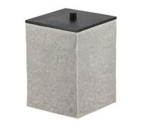 Tendance - Papelera Cuadrada de poliresina Efecto Piedra y Tapa de bambú Negro Mate 8l - Gris