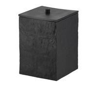 Tendance - Papelera Cuadrada de poliresina Efecto Piedra y Tapa de bambú Negro Mate 8l - Negro