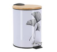 Tendance - Papelera metálica Redonda de 3l con Tapa de bambú - Zen Gingko