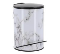 Tendance - Papelera metálica Redonda Impresa 3l con Tapa Negra - Efecto mármol
