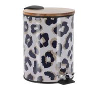 Tendance - Papelera Redonda de Metal Estampado 3l con Tapa de Acacia - Serengeti