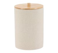 Tendance - Papelera Redonda de poliresina de 6l con Efecto Rejilla y Tapa de bambú - Natural