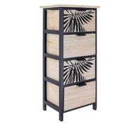 Tendance - Paulownia MDF chopo Mueble 4 cajones Decoracion Plantas Aloha Tiradores metalicos - Negro Natural