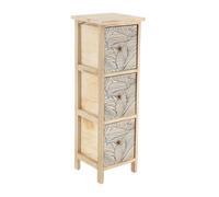 Tendance - Paulownia MDF Mueble de álamo 3 cajones Impreso Esteban pomos de Madera - Negro Natural