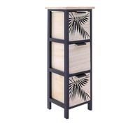 Tendance - Paulownia MDF Muebles de álamo 3 cajones decoración de Plantas Aloha Tiradores de Metal - Negro Natural