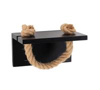 Tendance - Quita Rollos de Papel higiénico en Acacia Negra y Cuerda en Adhesivo - Negro