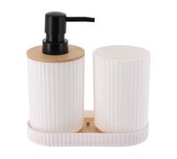 Tendance - Set de 3 Accesorios PP bambú Vaso + dispensador 350ml + jabonera - Blanco