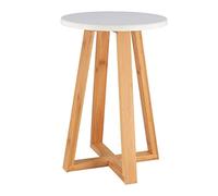 Tendance Taburete de baño Estilo exótico Patas de bambú Tapa MDF blanco