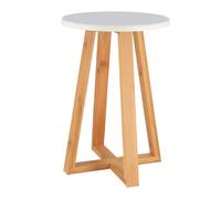 Tendance Taburete de baño Estilo exótico Patas de bambú Tapa MDF blanco