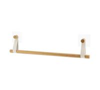 TENDANCE - Toallero 1 Barra de bambú + imitación de Cuero Correas en la Etiqueta - bambú Blanco