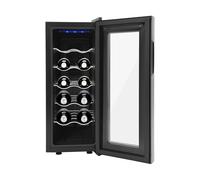 Tenddya Nevera para vino, 12 botellas, 33 litros, con patas ajustables con luz LED, minibar, con puerta de cristal