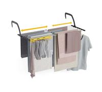 Newlux - Tendedero Balcón Extensible Flex V9 de Acero INOX (+/- 52.5-92,5x35x17cm). Tendedero barandilla Plegable con Capacidad 9M y 7kg. Accesorio Calcetines. Ideal Interiores y Exteriores, Negro