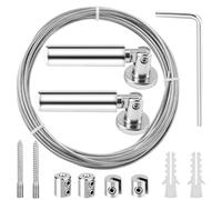 Tendedero de Acero Inoxidable 5m Juego de Barra de Alambre para Colgar en la Pared Cable de Acero para Cortina para Colgar Fotos, Cortinas, Organizador de Manualidades