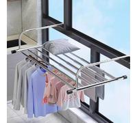 Tendedero de acero inoxidable para interiores, plegable y expandible, portátil, para barandillas y enfermedades, longitud de gancho ajustable, ahorro de espacio, tendedero de ropa