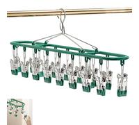 Tendedero de acero inoxidable verde para ropa y calcetines con 20 pinzas para secar ropa y ropa interior infantil