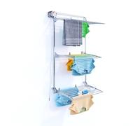 foxydry Wall, tendedero de Pared Sube y Baja, Plegable, 88 cm | aluminio y acero inoxidable, antióxido, 3 rejillas, tendedero vertical de pared, interior o exterior, soporta 30 kg, blanco