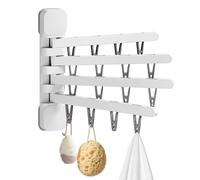 Tendedero de Pared Plegable con 16 Pinzas Sin Taladro Portátil | Tendedero de pared en la lavandería Para Hogar Baño Ducha Residencia Viaje Ropa Interior Calcetines Sujetador Cepillo