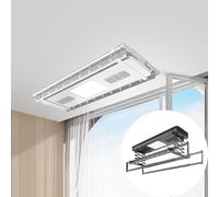 Tendedero de ropa de techo, colgador eléctrico multifuncional, tendedero telescópico de elevación con control remoto para balcón y hogar, diseño ultrafino
