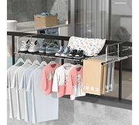 Tendedero de Ropa Plegable portátil, tendedero de Ropa Plegable retráctil para Balcones, Apto Tanto para Uso Interior como Exterior, Fabricado en Acero Inoxidable, Ahorra Espacio.