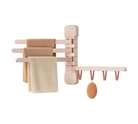 Tendedero de ropa, sin taladro, giratorio con 16 clips, portab montado en | Estante de secado de ropa sucia para ropa interior, calcetines, sujetadores, toallas, hogar, sala de estar, baño, ducha
