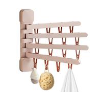 Tendedero de Ropa Sin Taladro, Percha giratoria con 16 Pinzas | Tendedero de pared portátil Para Hogar Baño Ducha Residencia Viaje Ropa Interior Calcetines Sujetador Cepillo Coletero` Rosa