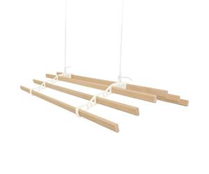 Tendedero de Techo con Sistema de Poleas en MARFIL 6 Listones de Madera 0.9m | Capacidad de peso 30 kg | Kit Fijación INCLUÍDO | Tendedero Colgante Secadora Estructura p/Colgar Secar Ropa Colgador