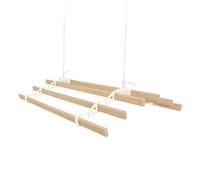 Tendedero de Techo con Sistema de Poleas en MARFIL 6 Listones de Madera 1.2m | Capacidad de peso de 30 kg | Kit Fijación INCLUÍDO | Tendedero Colgante Secadora Estructura p/ Colgar Secar Ropa Colgador