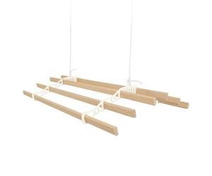 Tendedero de Techo con Sistema de Poleas en MARFIL 6 Listones de Madera 1.5m | Capacidad de peso de 30 kg | Kit Fijación INCLUÍDO | Tendedero Colgante Secadora Estructura p/ Colgar Secar Ropa Colgador