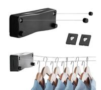 Tendedero extensible, 5,2 m, cable de acero inoxidable, montaje en pared, doble tendedero, sin sacos para ropa, baño, balcón, interior y exterior